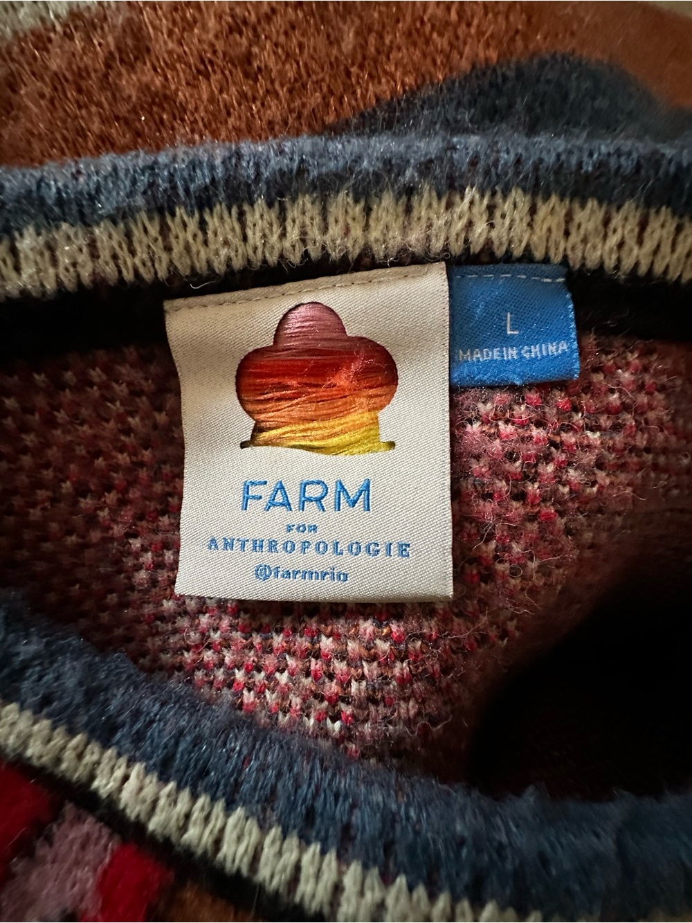 FARM RIO MIXED PRINT WOOL BLEND SWEATER Size L - Picture 6 of 7